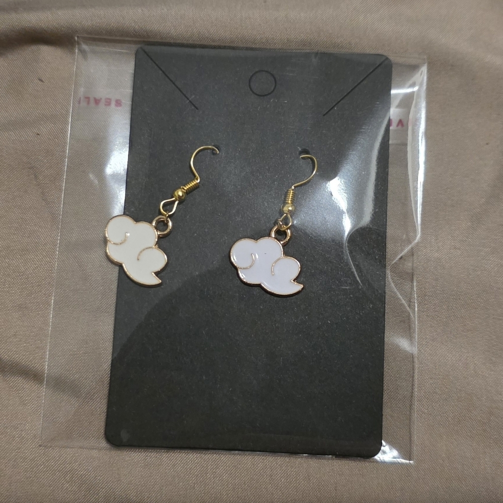 2 For $20 Gold-Trim White Cloud Drop Earrings - Women Jewelry